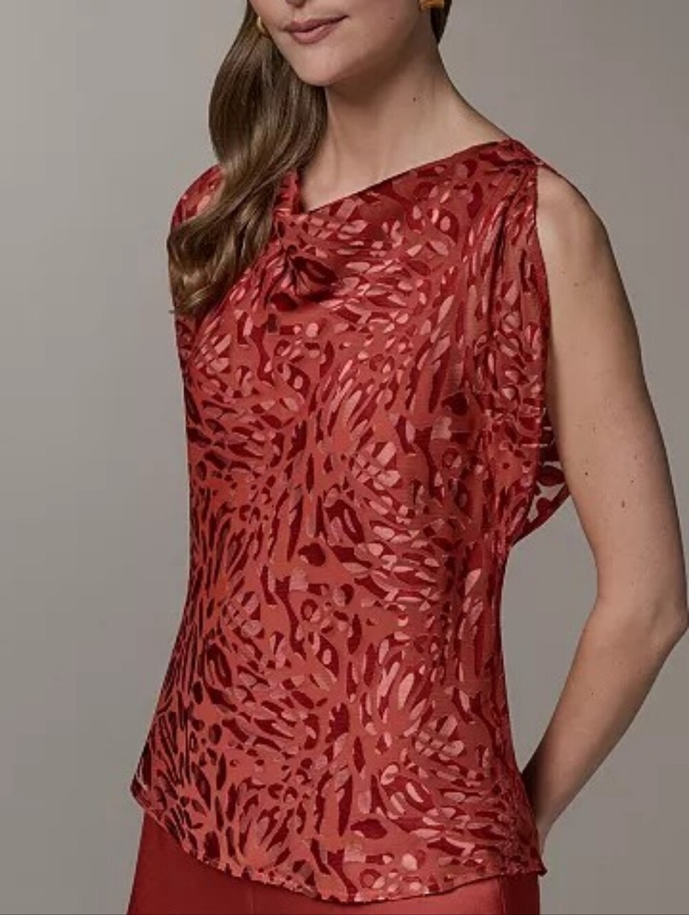 Donna Karan New York Women's Printed Cowl Neck Top